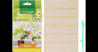 Pro Garden Fruitvliegjes val fruit hangende plaatjes - 24x stickers - ongedierte bestrijding - Insecten/vliegen vallen