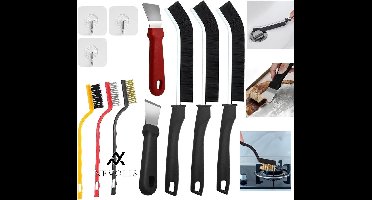Nevolis 11 hard corner cleaning brushes crevice joint cleaning brush set premium grout wire adhesive hooks scrapers kitchen- .