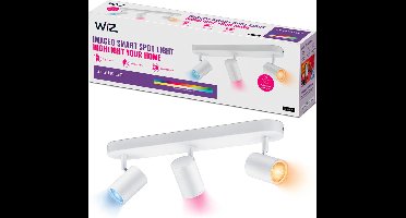WiZ Plafondlamp Imageo - Opbouwspot - 3 spots - Gekleurd en Wit Licht - Slimme LED Verlichting - GU10 fitting - 3x 5W - Wit - Wi-Fi