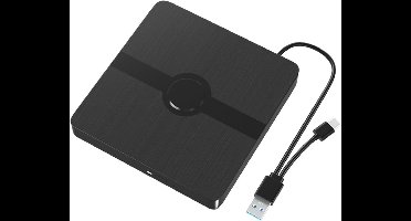 Externe dvd-brander en -lezer met USB 3.0- en USB-C-interface; dvd-speler geschikt voor laptops en desktops.