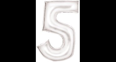 Folieballon 86cm cijfer 5 Silk White