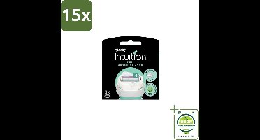 15 x Wilkinson – Scheermesjes – Intuition Dry Skin Sensitive Care – 3 Scheermesjes - Grootverpakking - Scheermesjes Voor Gevoelige Huid - Gevoelige Huid Scheeren - Aloe Vera Scheermesjes - Vitamine E Scheermesjes - Zachte Scheermesjes