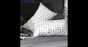 Kussenslopen - Geruit - 40x80 cm - Zwart;Wit - Microvezel