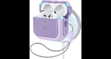 ESR Halolock Orbit Hybrid Hoes Geschikt Voor AirPods 4 (AirPods 4e Generatie) (2024) - Compatibel met MagSafe - Paars