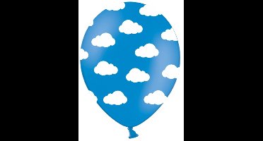 Partydeco - Ballonnen blauw wolken wit 6 stuks