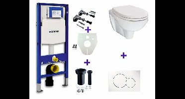 One pack Inbouwreservoir Geberit Duofix UP-320 met Sigma reservoir, drukplaat wit en wandcloset Trevi