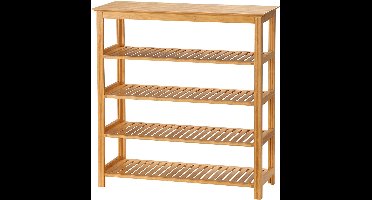 Schoenenkast – Schoenenrek – Schoenenopberger – Schoenentoren – Schoenendisplay – Bamboe – Natuurlijk – Ruim 4 planken – Ventilerend ontwerp