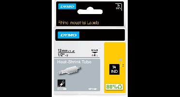 DYMO Rhino industriële Heat-Shrink Tube-labels | 12 mm x 1,5 m | zwarte afdruk op wit | voor Rhino labelprinters