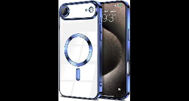 Magsafe Hoesje Geschikt voor iPhone Air hoesje Transparant / Blauw - Lens beschermer – backcover