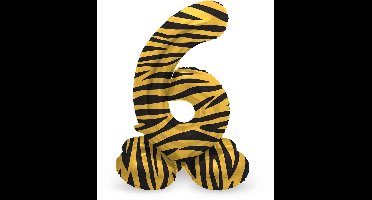 Folat - Staande folieballon Cijfer 6 Tiger Chic - 72 cm