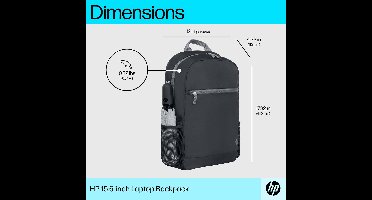 HP 15,6-inch Laptop Rugzak – Waterafstotend, Lichtgewicht & Duurzaam – Geschikt voor 15,6” Laptops – Zwart/Grijs