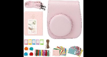 Brenzoos - Accessoireset voor Mini 12 Instantcamera - Hoesje, Album, Stickers, Fotolijsten en meer (lichtroze)