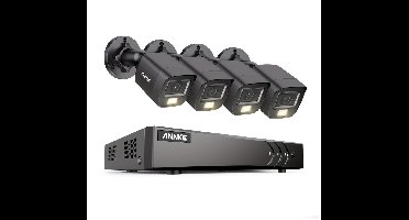 ANNKE 3K 5MP Dual-Light Surveillance Camera Set with 8CH DVR Recorder, 4 X 3K Camera, Person And Vehicle Detection; Built-in Microphone, Easy to Install And Control By App, Suitable for Home, Office, Store And Warehouse, NO H