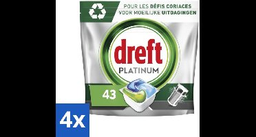 4 x Dreft Platinum - All In One - Vaatwascapsules - 43 Afwasbeurten - Vaatwascapsules - Vaatwasser Capsules - Vaatwasmiddel - Vaatwasser Schoonmaken - Hardnekkige Vlekken