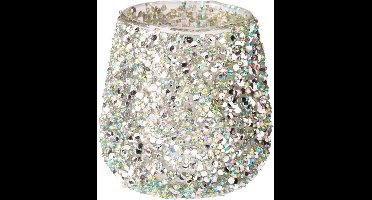 Theelichthouder met kralen multi H8cm