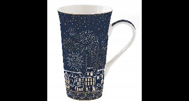 Easy Life Porseleinen Mok 600ml - Feestelijk Kerst & Oud & Nieuw Design