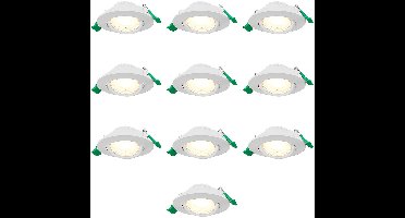 HOFTRONIC set van 10 prado dimbare led inbouwspots rond – 6 watt 570 lumen cct instelbaar 2700k 4000k 6000k – kantelbaar – wit kunststof – ip20 – inbouwspots plafond woonkamer keuken slaapkamer toilet