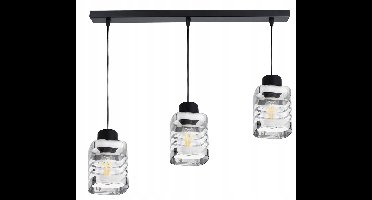 Hanglamp met glazen kapjes - E27 - 3 lichtpunten - zwart/chroom