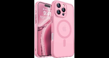 Hoesje Geschikt voor iPhone 16 Pro Hoesje Roze - Hoesje Geschikt voor MagSafe iPhone 16 Pro - Shockproof Back Cover met Lens beschermer