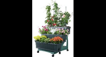 Bama Etagere kunststof 3 bakken met verrijdbaar onderstel Groen