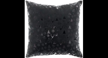 Unique Living | Kussen Bernt - 45x45cm - black - zwart met zilver - Kussen woonkamer of slaapkamer