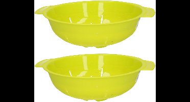 Plasticforte Keuken vergiet zeef - 2x - kunststof - Dia 25 cm x Hoogte 8 cm - groen - afgieten