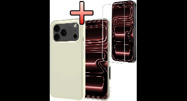 Hoesje - Met Screenprotector - Geschikt voor Apple iPhone 17 Pro Max - Sterk & Shockproof - Back Cover - Siliconen Case - Telefoon Hoes - Wit