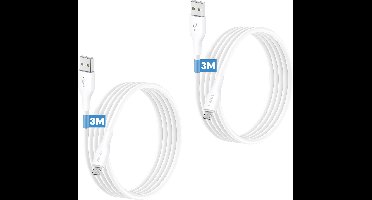 2x Micro usb oplader - Usb A naar micro usb kabel - Micro usb oplaadkabel - 3 meter