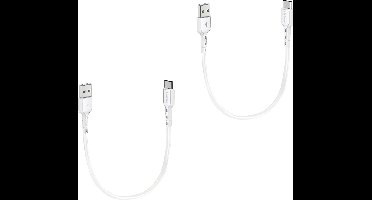 2x usb A naar usb C kabel kort - Oplaadkabel & datakabel - Usb C naar usb - 30cm - Wit - Phreeze