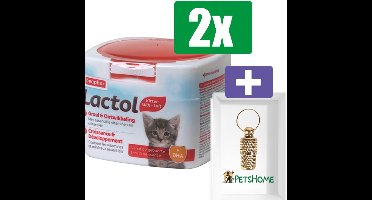 Beaphar Kitty Milk Lactol 250 GR - 2 Stuks - Inclusief PetsHome Goudkleurige Adreskoker