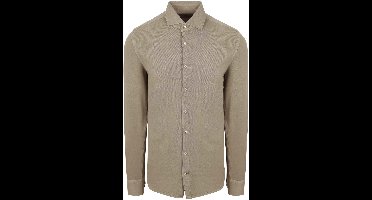 Suitable Piqué Overhemd Taupe - Maat XL - Heren - Casual Shirt