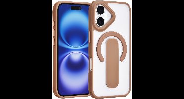 TUNIQ Anti-shock Back cover voor iPhone 16 - Ingebouwde Ring Stand - Goud