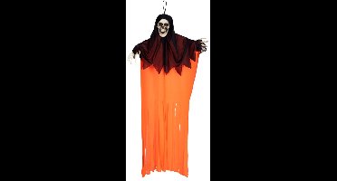 Boland spook neon - oranje - L90 cm - skelet - halloween - uv blacklight - decoratie - hangend