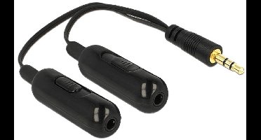 3,5mm Jack naar 2x 3,5mm Jack stereo audio splitter met volume regelaar / zwart - 0,20 meter