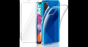 Hoesje Geschikt Voor Samsung Galaxy A41 Hoesje Back Cover Met 2 pack glazen Screenprotector - Transparant
