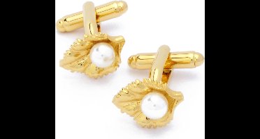 Manchetknopen - Parel in Gouden Schelp