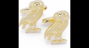 Manchetknopen - Uil Owl Bosuil Goudkleurige Uilen