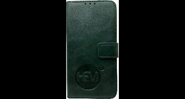 HEM leren Book Case (geschikt voor 15 Pro Max) iPhone 15 Pro Max hoesje met 3 pasjesuitsnedes - Portemonneehoesje - Pasjeshouder - Moss Green