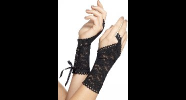 Smiffys - Lace Kostuum Handschoenen - Zwart