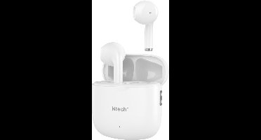 draadloze oordopjes - Bluetooth Oortjes - oortjes draadloos - Earpods - semi in-ear A20 Geschikt voor Apple & Android - Wit - Ntech