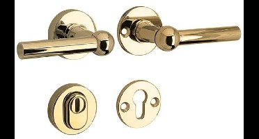 Veiligheidsgarnituur - Messing ongelakt - Mi Satori - Mi Satori kruk/kruk op - SKG Chemin de Fer messing ongelakt rechts