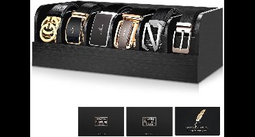 TRANKIELO® – Bamboe Riem Organizer Doos – 6 Vakken – Zwart – Voor Accessoires en Horloges – Voor Heren & Dames