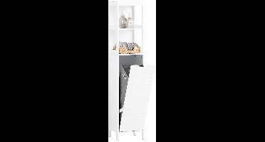 SoBuy BZR123-W Badkamerkast - Witte Hoge Kolomkast met Planken