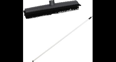 Rubberen bezem - L120 cm - rubber/metaal - wit - kappersbezem - binnen
