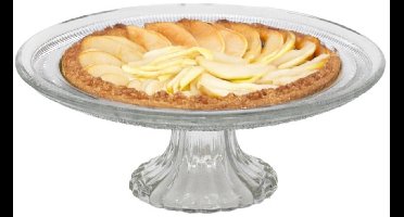 Gerimport Taart presenteer plateau - decoratie glas - 20 x 8 cm - met voet