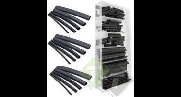 127 delig krimpkous assortiment - zwart - krimpkousen verschillende diktes