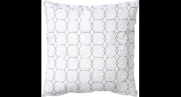Dutch Decor SQUARE - Sierkussen katoen 45x45 cm - wit met taupe grafisch patroon - Inclusief binnenkussen