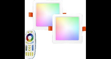 Milight RGBWW led vierkante down light 9 Watt set met afstandsbediening