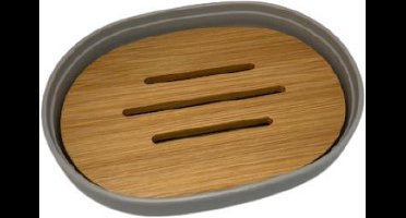 Zeephouder grijs met bamboe inleg - Badkamer - Toilet - Zeepschaaltje