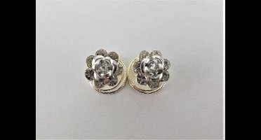 Curlies bloem met strass zilver.